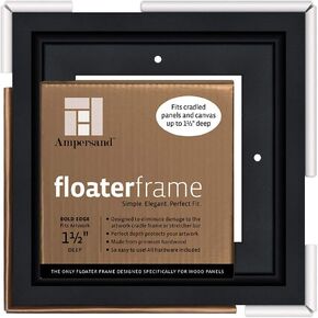 Ampersand Floaterframe Readymade Frame for Flat and 1 1/2" Deep Wood Panel and Canvas Artwork, Paintings, Prints, and More, 6"x6", Black Bold in Kuwait