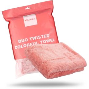 Maxshine - Car Drying Towel, Rinse Free Microfiber Towel for Car Detailing, 1200 GSM, Double Sided, Large Microfiber Towels for Car Drying, Plush Car Wash Towels (1, 20"x24" Pink (1)) in Kuwait
