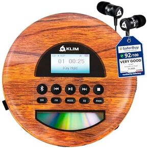 KLIM Nomad - New Version - Portable CD Player Walkman with Long-Lasting Battery - with Headphones - Radio FM - Compatible MP3 CD Player Portable - TF Card Radio FM Bluetooth - Ideal for Cars - Grey in Kuwait