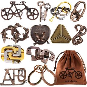 Brain Teaser Puzzles for Adults Metal Wooden Brain Teaser Puzzle 16pcs Logic Metal Puzzle for Adult Kid Toy Lock Puzzles Gift for Adults Teenagers in Kuwait