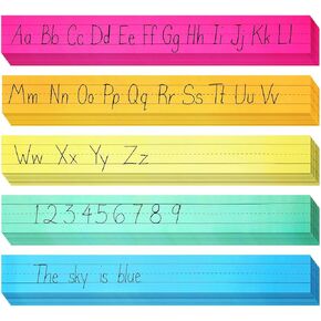 Juvale 100 Pack Colored Sentence Strips for Teacher Supplies, Classroom, Lined Paper Borders for Writing Words (5 Colors, 3 x 24 in) in Kuwait