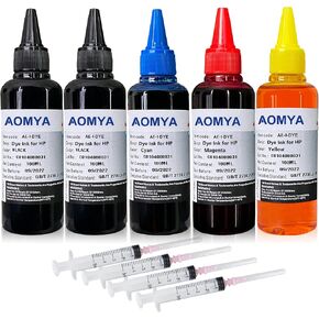 مجموعة إعادة تعبئة الحبر Aomya 5x100ml لـ HP 61 60 62 63 950 951 564 920 901 خراطيش الطابعة النافثة للحبر القابلة لإعادة الملء نظام CIS CISS (2 أسود، 1 سماوي، 1 أرجواني، 1 أصفر) in Kuwait