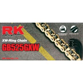 سلسلة سباق RK GB525GXW-RIV-CL (سلسلة 525) وصلة توصيل من نوع برشام بحلقة XW ذهبية in Kuwait