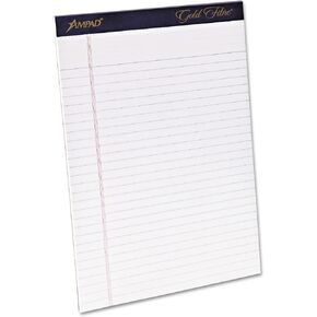 Ampad Gold Fibre Writing Pads, Legal/Wide Rule, Letter Size (8 1/2 in x 11 3/4 in), White, Four 50-Sheet Pads per Pack (20-031) in Kuwait