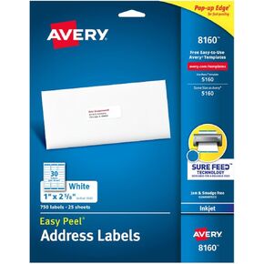 Avery 8160 Inkjet Address Labels - 1 x 2-5/8" - White - 750 ct. pack of 4 in Kuwait
