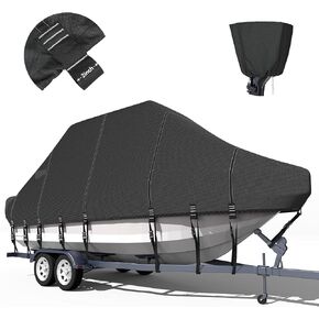 Trailerable T-Top Boat Cover Ture 1200D Solution Dyed Hard Top/T Top Boat Cover with 21 Windproof Straps, Motor Cover Fit 23'-25' Long Beam Width Up to 106" Center Console Boat with T Top Roof in Kuwait