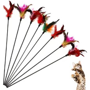 Cat Wand Rainbow Toy, 3 Styles Funny Interactive Cat Toys, Cuddly Stuffed Snake Cat Toy on Stick with Bell, Colorful Sounding Toys, Rainbow Ribbon Wand for Kittens Training in Kuwait