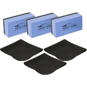Sponge Applicator Kit 3 Pack with Microfiber Cloths | Perfect for Ceramic Coating, Nano Coating, Glass Coating, Tire Shine Detailing (3" Sponge Kit) in Kuwait