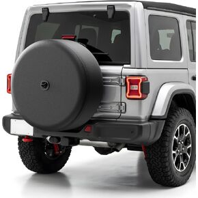 Moonet Tire Cover with Camera Hole, for Jeep Wrangler JL with Back-up Camera, Sport & Sahara (2018-2024) Grey Flag, Fits 245/75R17, 255/75R17, 255/70R18 in Kuwait