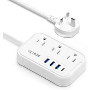European Travel Plug Adapter - US to Europe Plug Adapter with 3 AC Outlets and 4 USB(1 PD20W) Type E/F - International Travel Adapter for USA to Germany France Iceland Spain, 2.6ft in Kuwait