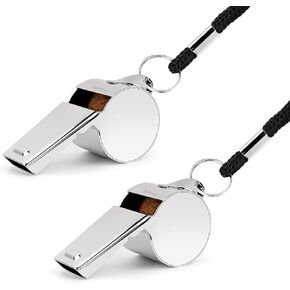 Golvery Metal Referee Coach Whistle - Stainless Steel - Crisp Sound Whistle with Lanyard for School Sports, Soccer, Football, Basketball and Lifeguard Protection etc (Silver-1pcs) in Kuwait