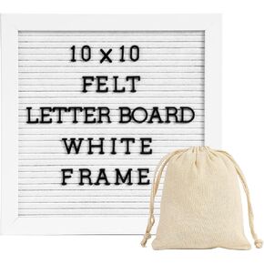 Letter Board Sign White Frame 10x10 - Felt Letter Board Baby Announcement Board with Typewriter Letters, White Letter Board Sign Board&Message Board with Stand and Canvas Bag. in Kuwait
