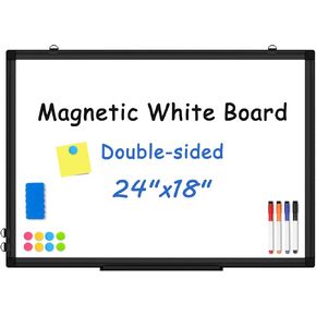 WALGLASS Magnetic Whiteboard 24"x18" Dry Erase White Board for Walls with Pen Tray, Aluminium Frame and Dry-Wipe Writing Surface for Kids' Drawing, Home, and Office (Green) in Kuwait