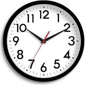 14 Inch Wall Clock Large Battery Operated Big Silent Non Ticking Analog Clock Decorative for Living Room Office Kitchen Outdoor Classroom Bedroom Bathroom School(Black) in Kuwait
