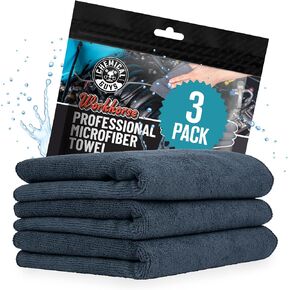 Chemical Guys MIC34403 Workhorse Professional Microfiber Towel, Tan (Safe for Car Wash, Home Cleaning & Pet Drying Cloths) 16" x 16", Pack of 3 in Kuwait