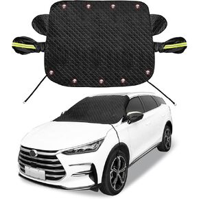 Car Windshield Snow Cover for Ice, Winter Snow Frost Windshield 4 Layer Waterproof Windproof Sunshade Protection with Side Mirrors Cover Fits Most Cars SUVs Trucks in Kuwait