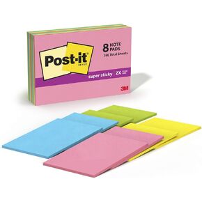 ورق ملاحظات فائق اللصق من Post-it، 6 × 4 بوصة، 8 وسادات، 2x قوة الالتصاق، مجموعة تعزيز الطاقة، ألوان زاهية (برتقالي، وردي، أزرق، أخضر)، قابلة لإعادة التدوير (6445-SSP) in Kuwait