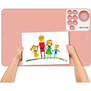 Silicone Painting Mat, Artist for Kids Gift, Large Craft Paint Mat with Bowl, Brush Holder, 23.6"x15.7" in Kuwait