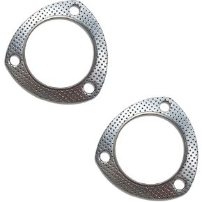 Flygun 2 PCS Car Exhaust Pipe Interface Gasket, 3" Three-Hole Stainless Steel Gasket High Temperature Resistant Muffler Flange Gasket, Modification Replacement Accessories, for Most Models (Silver) in Kuwait