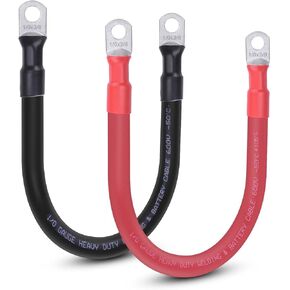 كابل بطارية بقياس 2، سلك كابل بطارية 2FT 2 AWG مع أطراف 3/8 بوصة، كابلات عاكسة لكابل لحام النحاس النقي، للسيارات البحرية الشمسية والدراجات النارية (2AWG 2FT أحمر + 2FT أسود) in Kuwait