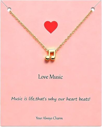 Music Note Necklace for Women Music Festival Outfits Women Music Lovers Gifts for Women With Meaning Card in Kuwait