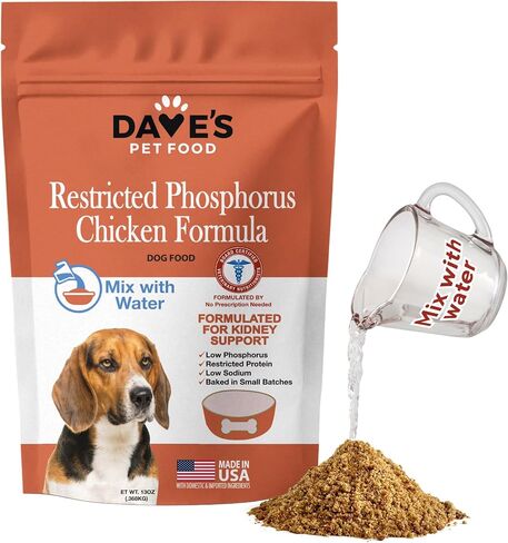 Dave's Pet Food Kidney Support for Dogs with Renal Support (Chicken Formula Crumble) Non-Prescription Low Phosphorus Restricted Diet Dog Food, Added Vitamins Minerals Taurine, Vet Formulated, 4 lb in Kuwait