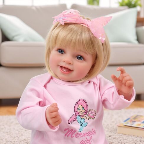 BABESIDE Lifelike Reborn Baby Dolls Girl، 20 بوصة واقعية لحديثي الولادة الحياة الحقيقية دمية قابلة للوضع للفتيات من الفينيل الناعم والجسم القماشي مع صندوق هدايا لمجموعة التغذية للأطفال من عمر 3 سنوات فما فوق in Kuwait