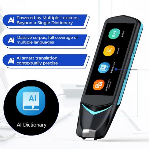 Reading Pen for Dyslexia,NEWYES Scan Reader Pen 4 Text to Speech Device Translator Pen, Photo Translation OCR 16GB Bluetooth Pen Scanner for Students Adults (Scan Reader Pen 4.5) in Kuwait