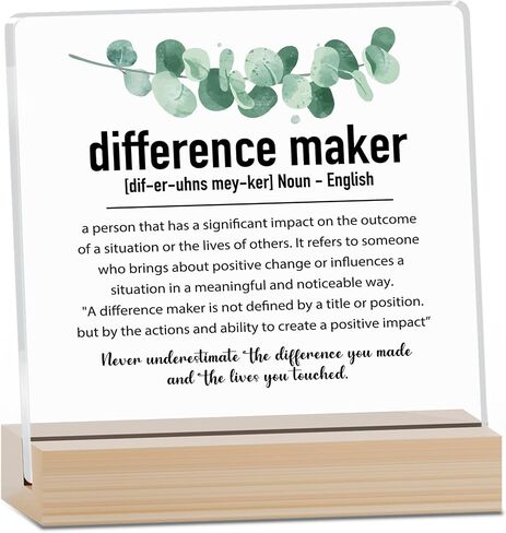 Difference Maker Definition Desk Decor, Thank You Gifts For Women Men, Appreciation Gifts, New Job Gifts, Inspirational Home Office Decor, Wood Plaque Sign With Stand (Hd06) in Kuwait