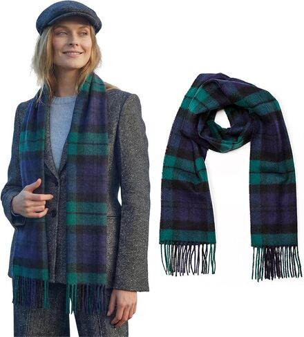 Biddy Murphy Fine 100% Irish Lambswool Plaid Scarf, Soft & Warm, Celtic Tartan Check, Imported in Kuwait