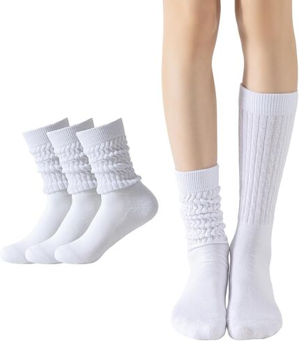 FLYDO 4 PACK Womens Slouch Socks Scrunch Socks Soft Thigh High Boot Socks for Women Legs Warmers Socks Size 5-11 in Kuwait