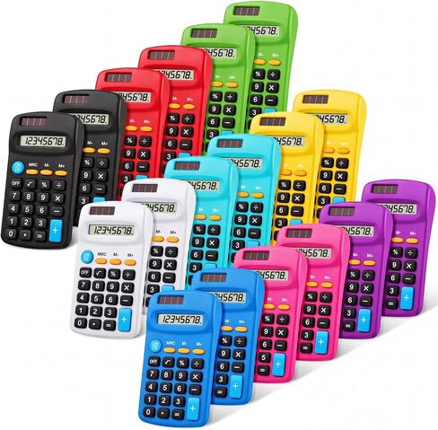 Pocket Size Student Function Calculator Basic Solar Battery Calculator Bulk Mini Colorful Calculator for Student Kids School Home Office Desktop Accounting Tools (18 Pieces) in Kuwait