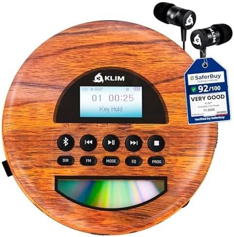 KLIM Nomad - New Version - Portable CD Player Walkman with Long-Lasting Battery - with Headphones - Radio FM - Compatible MP3 CD Player Portable - TF Card Radio FM Bluetooth - Ideal for Cars - Grey in Kuwait