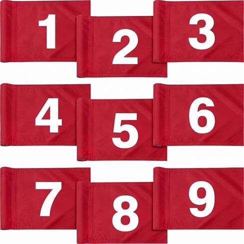 9 قطع أعلام جولف كبيرة مرقمة مع أنبوب مدرج 20 بوصة طول × 14 بوصة ارتفاع أعلام كبيرة الحجم رقم 1-9، علم نايلون 420D للحديقة الداخلية والخارجية في الفناء الخلفي in Kuwait