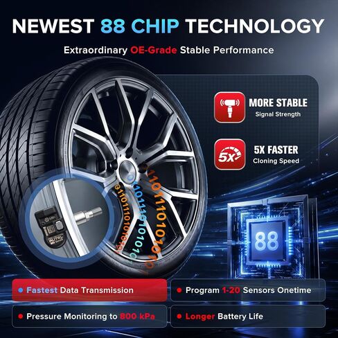 مستشعر Autel TPMS مستشعر MX، تردد مزدوج 2 في 1 (315 ميجا هرتز + 433 ميجا هرتز) مستشعر نظام مراقبة الضغط على مستوى OE لـ 99% من المركبات، معيار SAE J1205/J1206/J2657 (ضغط، صمام معدني، حزمة من 4) in Kuwait