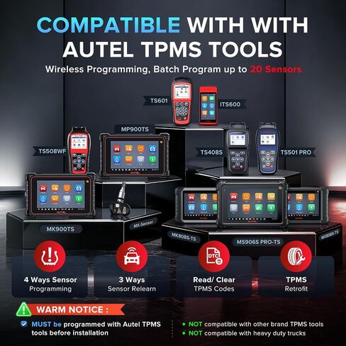 مستشعر Autel TPMS مستشعر MX، تردد مزدوج 2 في 1 (315 ميجا هرتز + 433 ميجا هرتز) مستشعر نظام مراقبة الضغط على مستوى OE لـ 99% من المركبات، معيار SAE J1205/J1206/J2657 (ضغط، صمام معدني، حزمة من 4) in Kuwait
