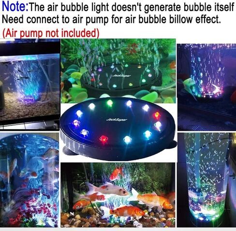5 بوصة 12 LED حوض السمك فقاعة ضوء حجر الهواء، خزان الأسماك LED الهواء فقاعة ضوء مضخة هواء غاطسة مصباح حجر فقاعة لتزيين خزان الأسماك السلحفاة in Kuwait