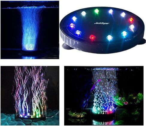 5 بوصة 12 LED حوض السمك فقاعة ضوء حجر الهواء، خزان الأسماك LED الهواء فقاعة ضوء مضخة هواء غاطسة مصباح حجر فقاعة لتزيين خزان الأسماك السلحفاة in Kuwait