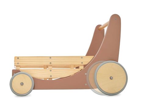 Kinderfeets 2-in-1 Wooden Cargo Walker Cart Wagon with Adjustable Rubber Wheels and Removable Basket for Children and Toddlers (Blue) in Kuwait