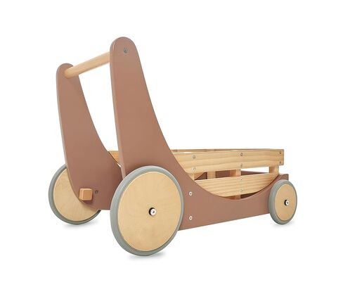 Kinderfeets 2-in-1 Wooden Cargo Walker Cart Wagon with Adjustable Rubber Wheels and Removable Basket for Children and Toddlers (Blue) in Kuwait