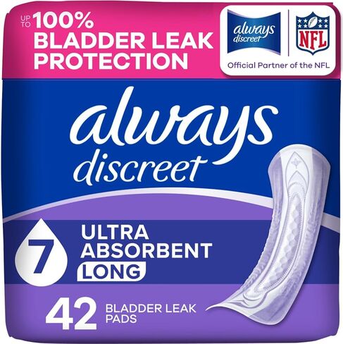 Always Discreet Adult Incontinence Pads for Women, Ultimate Extra Protect Absorbency, Long Length, Postpartum Pads, 104 CT in Kuwait