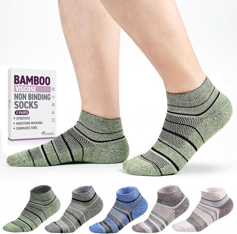 Diabetic Bamboo Socks for Men and Women,5 Pairs Low Cut Diabetic Socks,Loose Top Diabetic Socks Size 5-13 in Kuwait