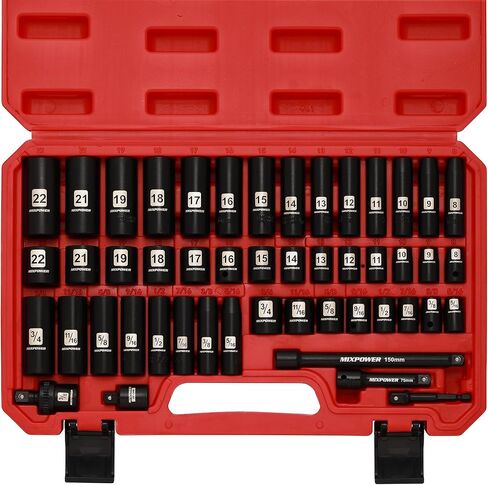 مجموعة مقابس MIXPOWER 48 قطعة مقاس 3/8 بوصة - مقاسات SAE ومتري، وصلة 3/8 بوصة، فولاذ Cr-V in Kuwait