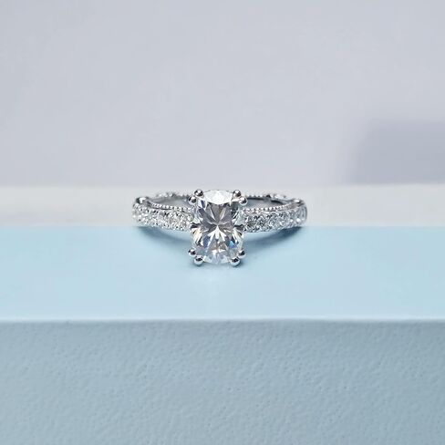 DovEggs 2ct 6x8mm وسادة قطع خمر مويسانيتي خاتم الخطوبة سوليتير 14K الذهب جودة الفضة الاسترليني الزفاف خاتم الذكرى خواتم الخطبة للنساء in Kuwait