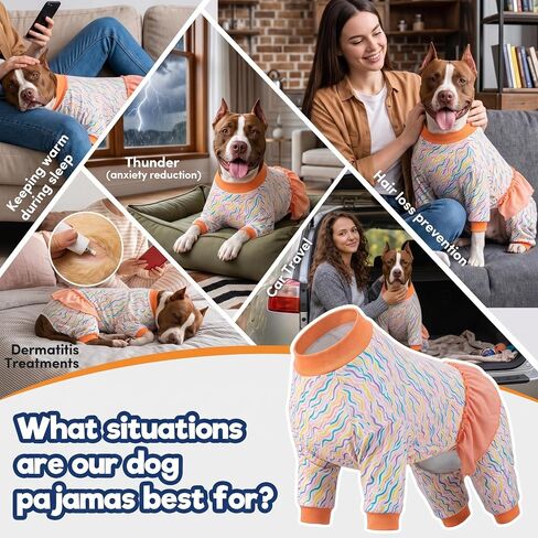 LovinPet Big Dog Onesie - بدلة قطنية للكلاب ذات ياقة عالية، طباعة ساحلية لجداول الصحراء، بيجامة كبيرة للكلاب، قميص داخلي لفساتين الكلاب، مقاس 3XL in Kuwait