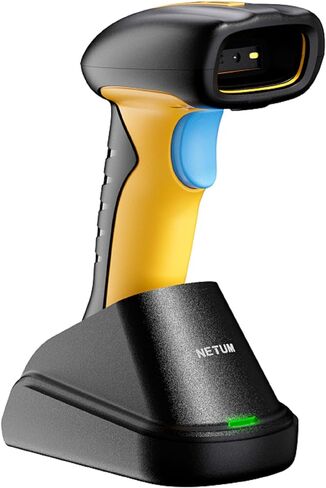 NETUM ماسح الباركود QR الصناعي بتقنية Bluetooth مع قاعدة شحن، قارئ رمز شريطي لاسلكي 2D 1D بقدرة 2600 مللي أمبير في الساعة للحماية من السقوط والصدمات والغبار بدون استخدام اليدين لنظام التشغيل Windows Mac Android iOS (NT-1200) in Kuwait