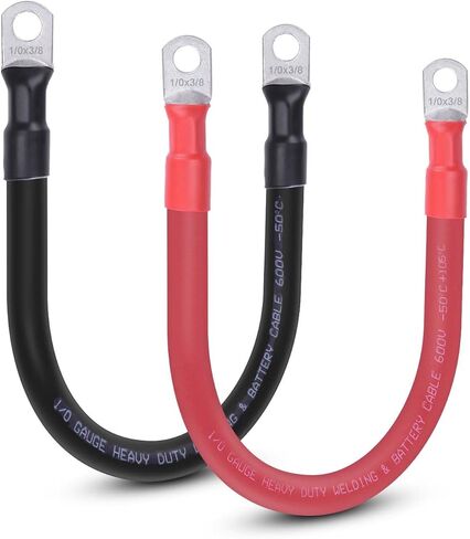 كابل بطارية بقياس 2، سلك كابل بطارية 2FT 2 AWG مع أطراف 3/8 بوصة، كابلات عاكسة لكابل لحام النحاس النقي، للسيارات البحرية الشمسية والدراجات النارية (2AWG 2FT أحمر + 2FT أسود) in Kuwait