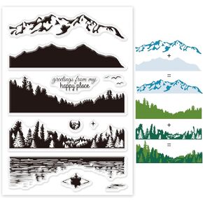 GLOBLELAND Mountain Lake Scenery Edge Border Layered Silicone Clear Stamps Transparent Stamps for Cards Making DIY Scrapbooking Photo Album Decoration Paper Craft…