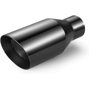 Autarboor Exhaust Tip 3 Inch Inlet, 3" Inlet 5" Outlet 12" Overall Length Stainless Steel Chrome-Plated Exhaust Pipe,Angle Cut,Welding Installation,Chrome Black