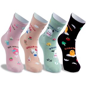 Character 4 Pairs Crew Socks For Women For Girls (KLWSRC008 NO1)